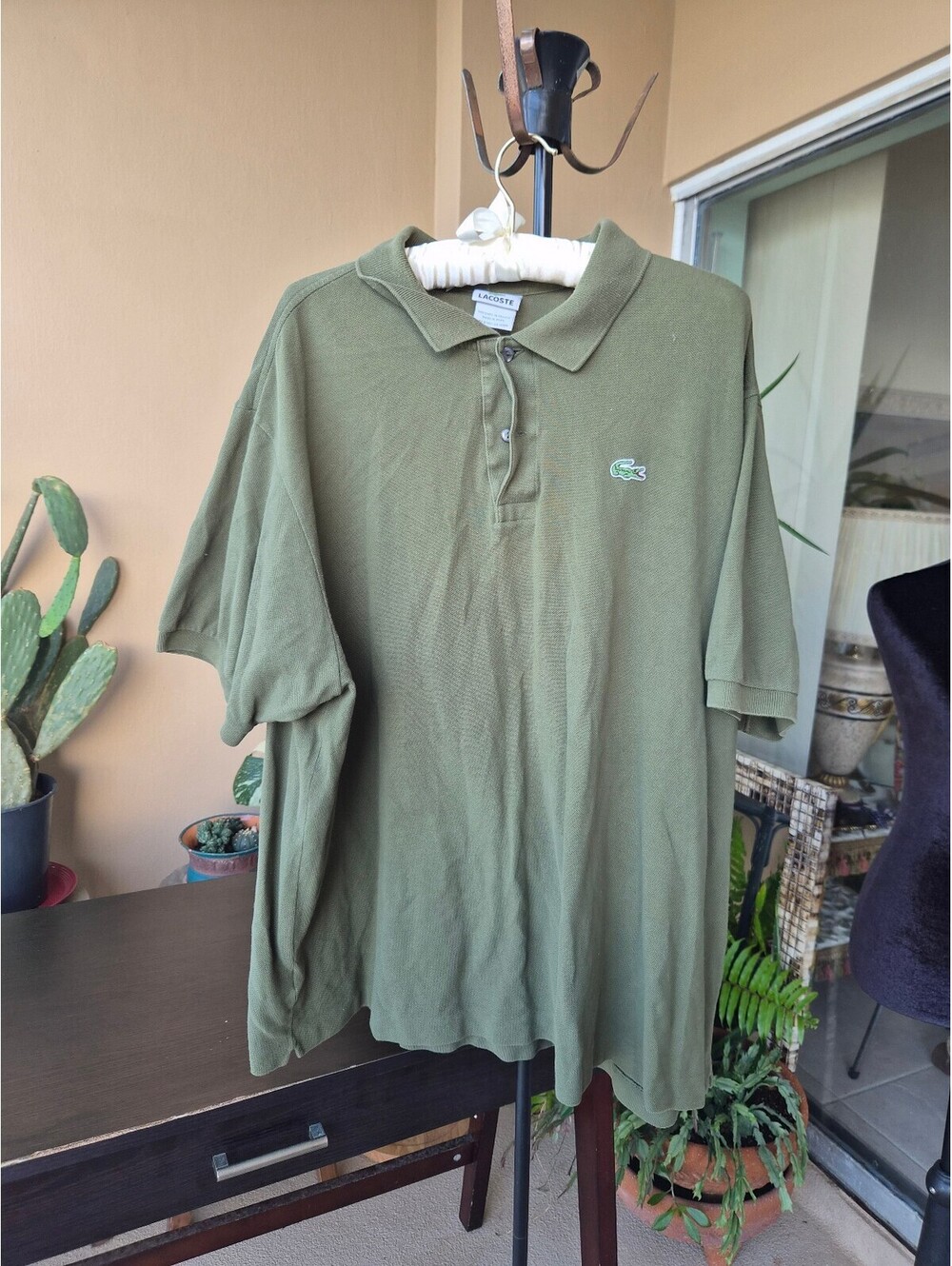 Lacoste Men’s Olive Green Cotton Pique Polo Shirt Size 9 4XL Made in Peru